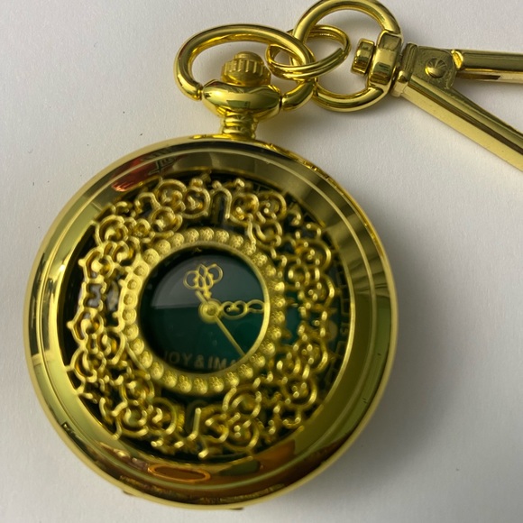 Vintage Joy & Iman Pocket Watch Womens Gold Tone Stainless Steel Green Dial - Picture 2 of 4